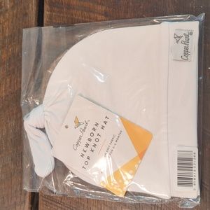 Copper Pearl White Newborn Top Knot Hat